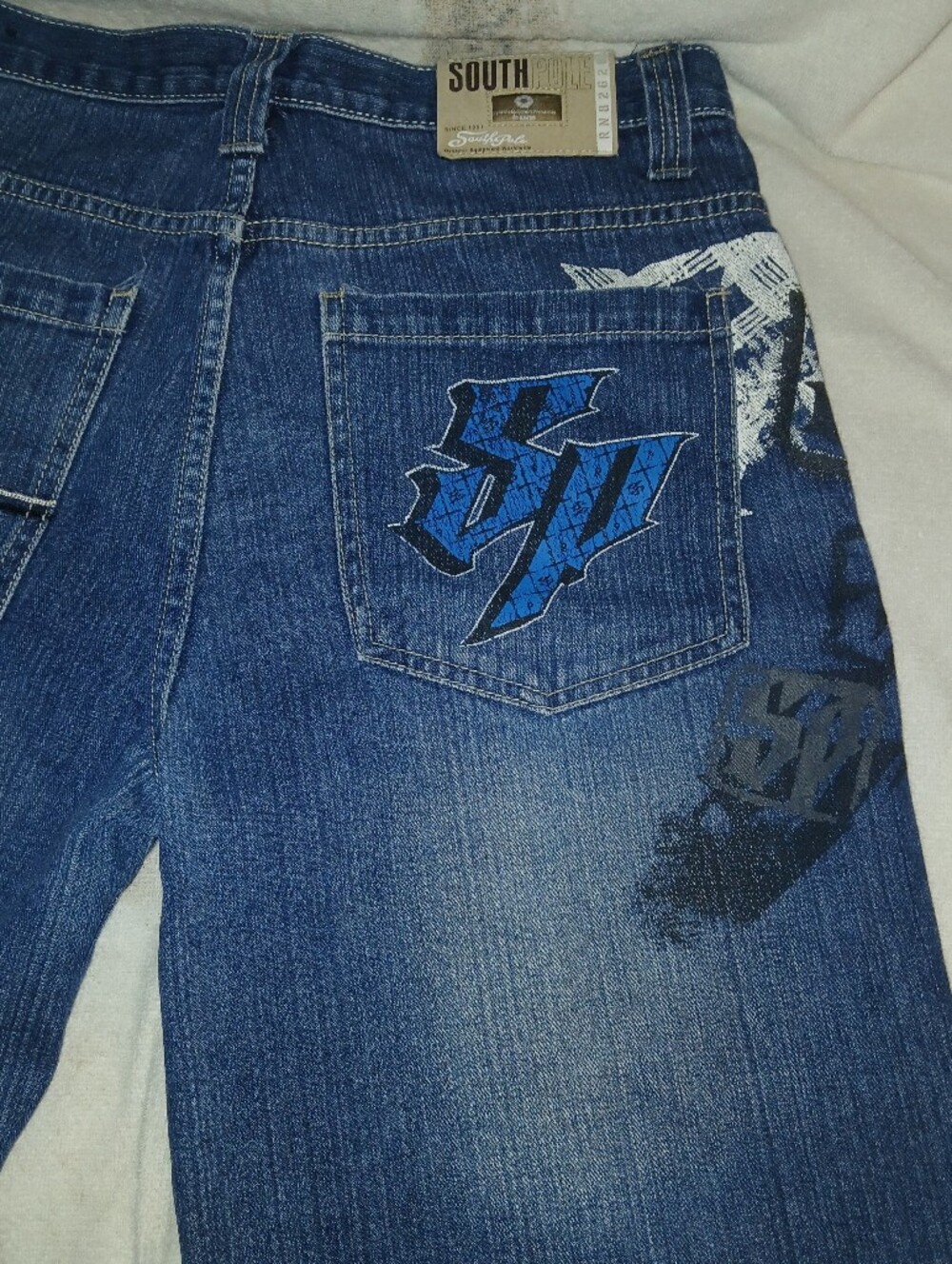 2000's South Pole Kids/Youth Med/Dark Wash Denim Jorts w/ 'SP' Logo On Pockets - Picture 3 of 7
